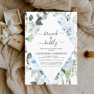 Dusty Blue Brunch & Bubbly Bridal Shower Invitation