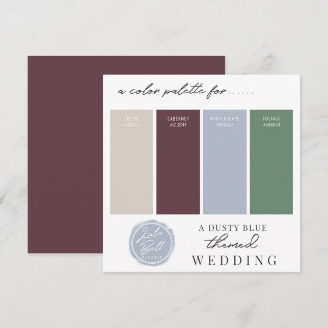Dusty Blue Burgundy & Green Colour Palette Card (Front/Back)