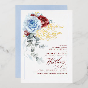 Dusty Blue & Burgundy Red Floral Boho Wedding
