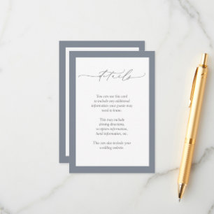 Dusty Blue Burgundy Red Floral Wedding Details Enclosure Card