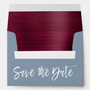 Dusty Blue  Burgundy Save the Date Envelope