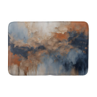 Dusty Blue Burnt Orange Navy Abstract Bath Mat