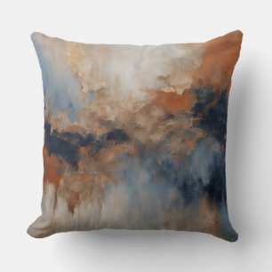 Dusty Blue Burnt Orange Navy Abstract Cushion