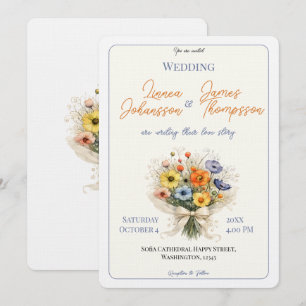 Dusty Blue Burnt Orange Wedding Invite