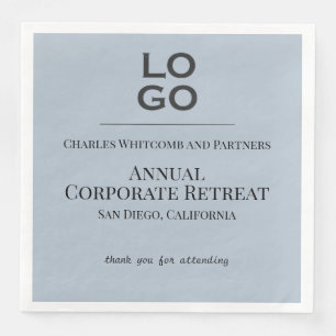Dusty Blue Business Corporate Event Custom Logo Napkin