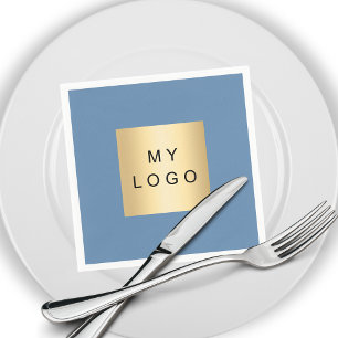 Dusty blue business logo napkin
