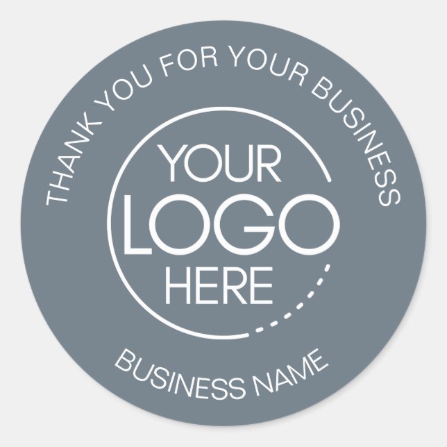 Dusty Blue Business Thank You Classic Round Sticker (Front)