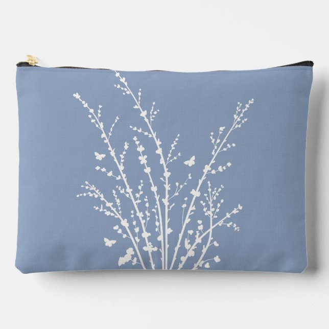 Dusty Blue Butterflies Botanical Branches Modern   Accessory Pouch (Front)