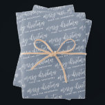 Dusty Blue Calligraphy Merry Christmas Family Wrapping Paper Sheet<br><div class="desc">Dusty Blue Calligraphy Merry Christmas Family Wrapping Paper Sheets</div>