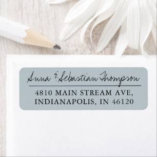 Dusty Blue Calligraphy Return Label Address