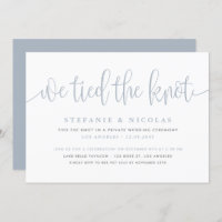 Dusty Blue Calligraphy We Tied The Knot Wedding