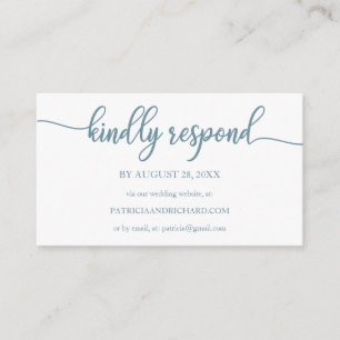 Dusty Blue Calligraphy Wedding Online RSVP Enclosure Card