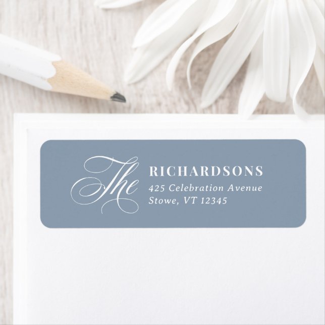 Dusty Blue Calligraphy | Wedding Return Address (Insitu)