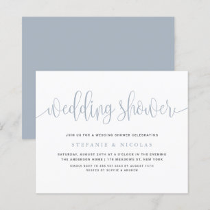 Dusty Blue Calligraphy Wedding Shower Invitation