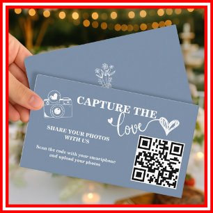 Dusty Blue Capture The Love QR Code Wedding Enclosure Card
