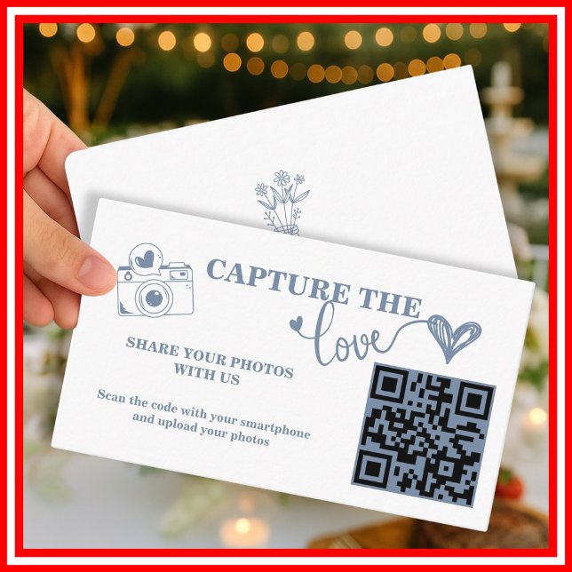 Dusty Blue Capture The Love QR Code Wedding Enclosure Card (Creator Uploaded)