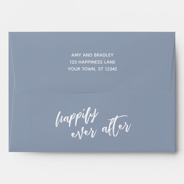 Dusty Blue, Casual Handwriting Happily Ever After Envelope (Back (Top Flap))