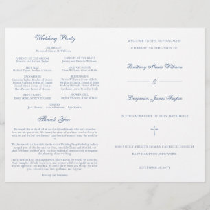 Dusty Blue Catholic Wedding Mass Ceremony Program