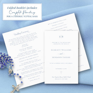 Dusty Blue Catholic Wedding with Full Mass Program