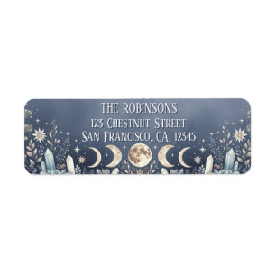 Dusty Blue Celestial Moon Phase Return Address 