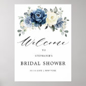 Dusty Blue Champagne Ivory Bridal Shower Welcome Poster (Front)