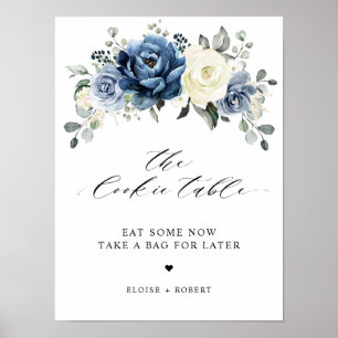 Dusty Blue Champagne Ivory Floral The Cookie Table Poster