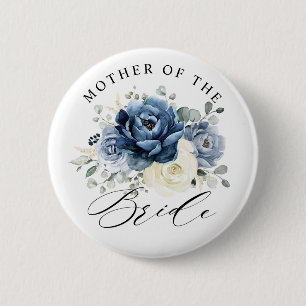 Dusty Blue Champagne Ivory Mother of the Bride But 6 Cm Round Badge