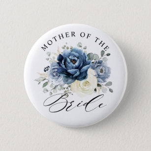 Dusty Blue Champagne Ivory Mother of the Bride But 6 Cm Round Badge