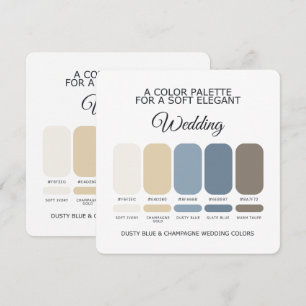Dusty Blue Champagne Wedding Colour Palette Card