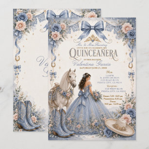 Dusty Blue Charra Quinceañera Invitation