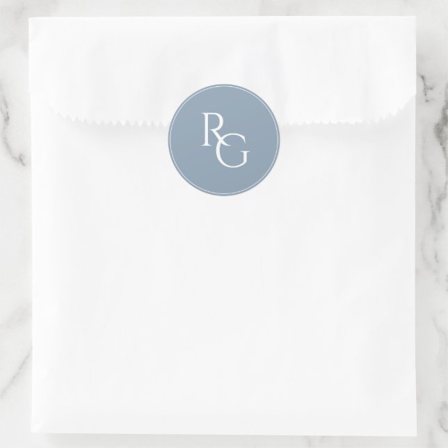 Dusty Blue | Chci Simple Initials  Classic Round Sticker (Bag)