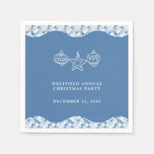 Dusty Blue Check Pattern Christmas Party Napkin