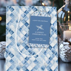 Dusty Blue Check Pattern Holiday Gift Tags