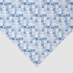 Dusty Blue Check Pattern Holiday Tissue Paper