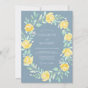Dusty Blue Cheerful Spring Wedding Invitation