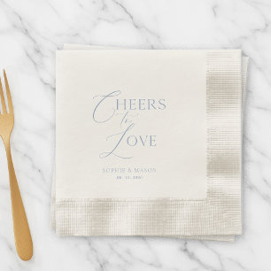 Dusty Blue “Cheers to Love” Personalized Wedding Napkin