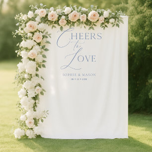 Dusty Blue “Cheers to Love” Wedding Tapestry