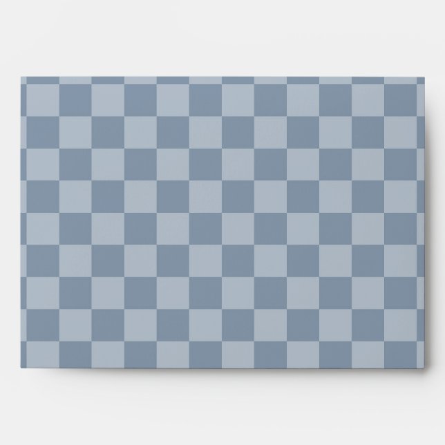 Dusty Blue Chequerboard Envelope (Front)