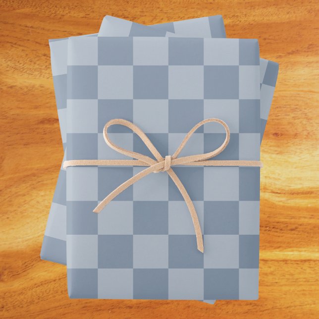 Dusty Blue Chequerboard Wrapping Paper Sheet (Creator Uploaded)