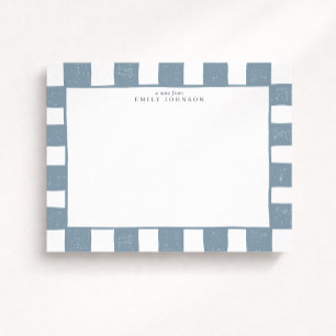 Dusty Blue Chequered Note Card