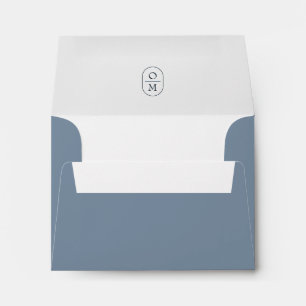 Dusty Blue Chic Minimal Monogram Wedding Envelope