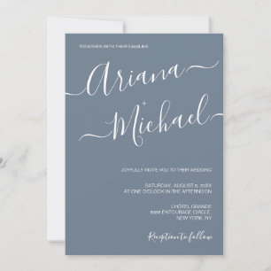 Dusty Blue Chic Minimalist Typography Wedding Invitation