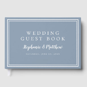 Dusty Blue Chic Simple Minimalist Wedding Guest Book