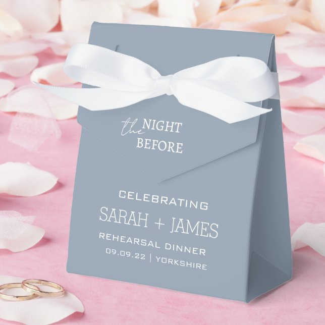 Dusty Blue Chic the Night Before Rehearsal Dinner Favour Box (Wedding)