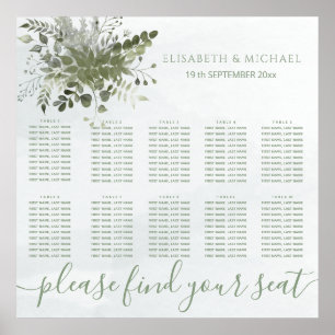 Dusty blue chic watercolor greenery eucalyptus poster