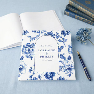 Dusty Blue Chinoiserie Arched Wedding Guest Book