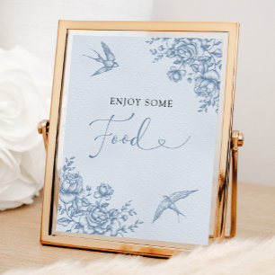 Dusty Blue Chinoiserie Bridal Shower Food Sign
