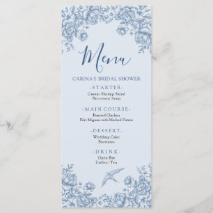 Dusty Blue Chinoiserie Bridal Shower Menu
