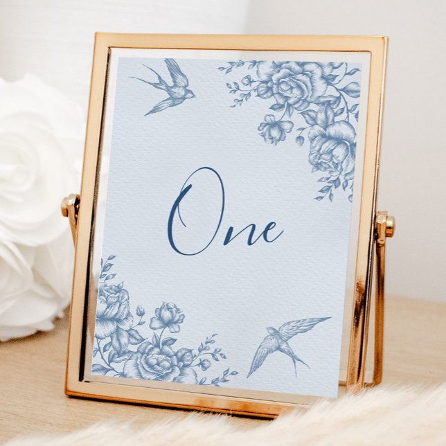 Dusty Blue Chinoiserie Bridal Shower Table Number (Creator Uploaded)