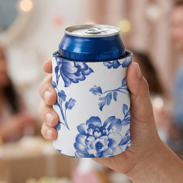 Dusty Blue Chinoiserie Can Cooler (Dusty Blue Chinoiserie Can Cooler)